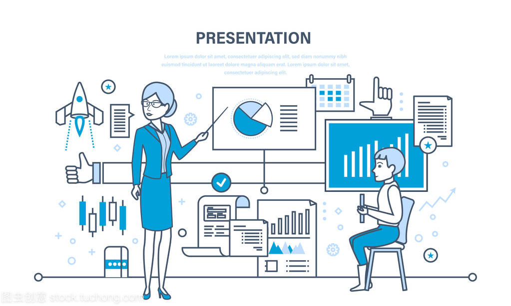 演講者做演示文稿和關于市場、 銷售、 電子商務專業培訓